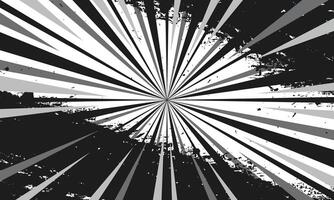 Monochrome background of radial speed lines and abstract grunge brush strokes vector