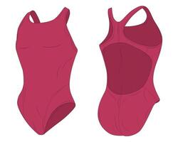 Plain women swimsuit mockup front and back view vector