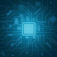 Abstract circuit board blue gradient technology square background vector