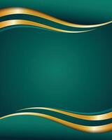 Elegant blank background with green and gold gradient curved borders vector