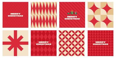 Geometric Christmas Patterns and Cards Set vector