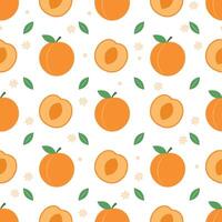 Seamless pattern of cute apricot, white background vector