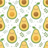 Seamless pattern of cute Avocado, white background vector