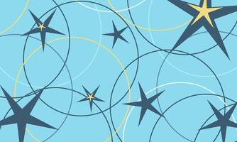 abstract illustration on a winter theme. Image of stars and circles in blue. Seamless background for new year and christmas. vector