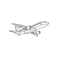 Flying airplane line simple design template, suitable for your company vector