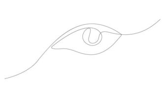Smooth continuous single line drawing of eye on white background silhouette vector