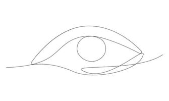 Running one line drawing of eye on white background concept of eye care. vector