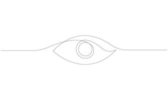 Abstract continuous single line drawing of eye on white background concept of eye care. vector