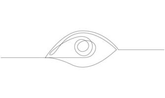 abstract one continuous line drawing of eye on white background concept of eye care. vector