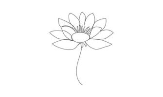 Water lily continuous one line drawing on white background minimalism design vector