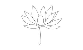 Simple water lily continuous one line drawing on white background minimalist vector