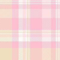 60s tartan texture background, bed fabric seamless check. Pyjamas pattern plaid textile in pink and misty rose colors. vector