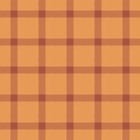 Retail textile texture background, bold plaid check seamless. Fashionable pattern tartan fabric in orange and red colors. vector