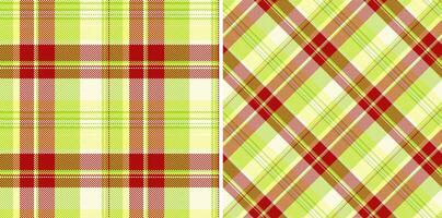 Tartan background seamless of plaid pattern fabric with a check textile texture. Set in spring colors. October fashion trends. vector
