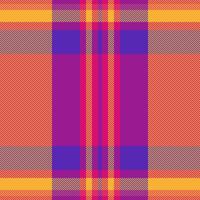 Fuzzy textile plaid, classical seamless tartan check. Living room fabric background pattern texture in pink and amber colors. vector