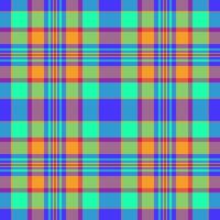 Rough pattern tartan fabric, blue seamless textile plaid. Wear check texture background in cyan and green colors. vector