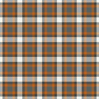 Tiny textile fabric, windowpane plaid pattern tartan. Deep texture background seamless check in grey and orange colors. vector