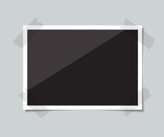 Empty photo with a shadow is glued with tape. illustration. vector