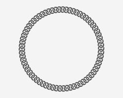 Texture chain round frame. Circle border chains silhouette black and white isolated on background. Chainlet design element. vector