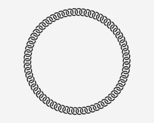 Texture chain round frame. Circle border chains silhouette black and white isolated on background. Chainlet design element.