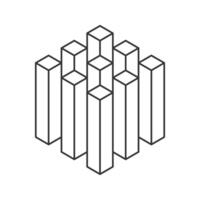 Cube logo, geometric design. Monochrome box logotype company, trendy techno emblem in isometric line style. vector