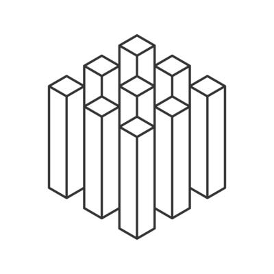 Cube logo, geometric design. Monochrome box logotype company, trendy techno emblem in isometric line style.