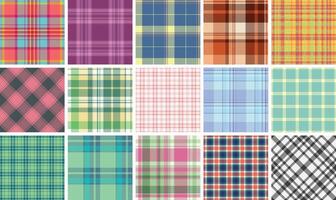 Plaid pattern collection with traditional Scottish checks, ideal for textiles, clothes, and classic shirt fabrics in rustic tones. vector