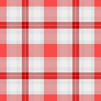 Grunge tartan seamless background, event check pattern fabric. Beige textile plaid texture in red and white colors. vector