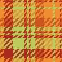 Thin check tartan pattern, place fabric background . Scrapbooking texture plaid textile seamless in orange and lime colors. vector