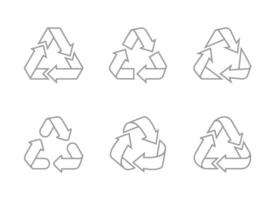 Waste recycling sign arrow triangle. icon line design on white background. vector