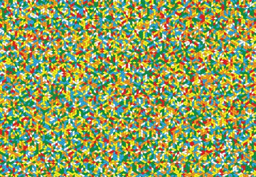 Magic cube pattern seamless design. Color block puzzle background. vector