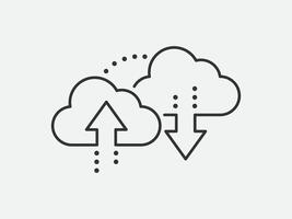 Technology icon cloud computing connection. Big data global server. Line design symbol. vector