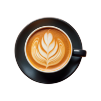 uma copo do café com leite café com uma padronizar do uma folha isolado em transparente fundo. arquivo, uma copo do café com leite com uma folha png