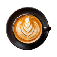 uma copo do café com leite café com uma padronizar do uma folha isolado em transparente fundo. arquivo, café com leite png