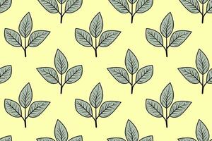 Hand drawn floral pattern design. Simple ornament with plant and leaf. vector