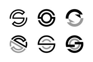 Set of S circle monogram logo line modern business design vector