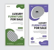Furniture sale Rack card and dl flyer design template variation of two Concept vector