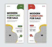 Dl flyer design template for furniture sale with two colors vector