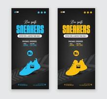 Shoe sale dl flyer template and Dynamic sports shoe sale leaflet design layout vector