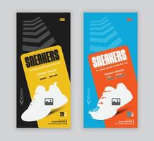 Sneakers sale dl poster design template with two color variations vector