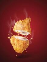 Chicken crunchy fried with Background vector