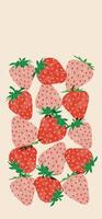 Strawberries colorful wallpaper print background. Fruit illustration isolated on background. Greeting card background with strawberries for your design vector