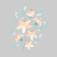Blend of wildflowers in a watercolor style on a white background. vector