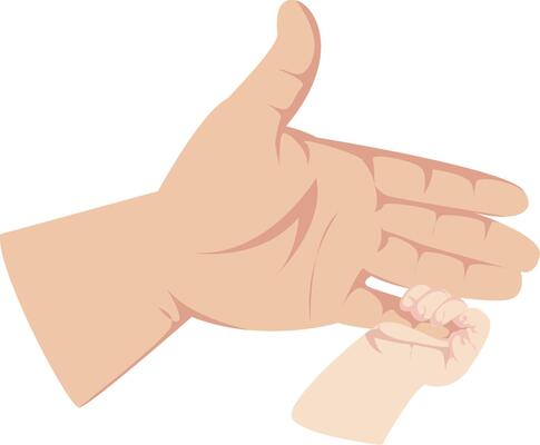 Baby Hand Holding Parent Pinky Finger Illustration, Family Bond