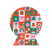 Snowball silhouette in modern minimalist geometric style. Xmas symbol made of geometrical patterns and simple festive elements. vector