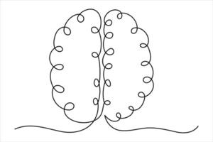 Continuous one line Human brain hand drawn outline doodle minimalist design vector