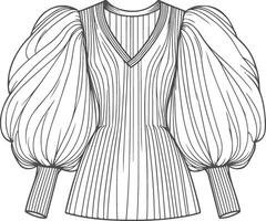 Halter Puff Sleeve Gown Line Art vector