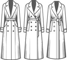 Buttoned Overcoat Line Art vector