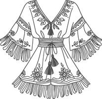 Elegant Rustic Boho Dress Sketch vector