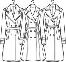 Structured Overcoat Line Art Design vector